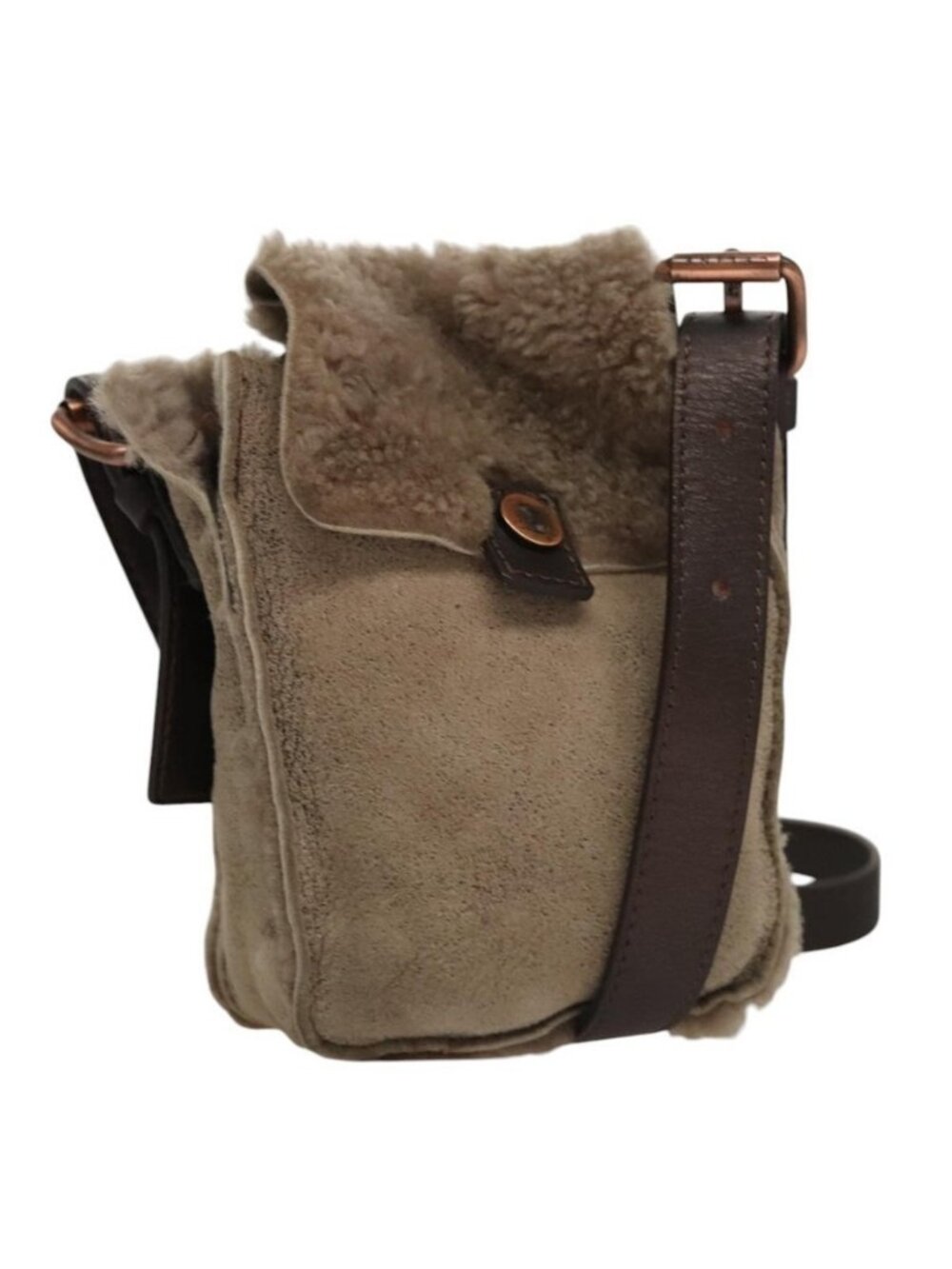 Authentic CELINE Shoulder Bag Mouton Beige